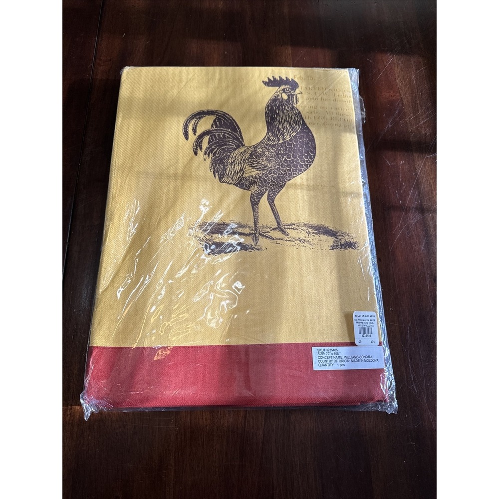 Williams Sonoma Tuscan Farmhouse Rooster Tablecloth 70"x 108" New Discontinued